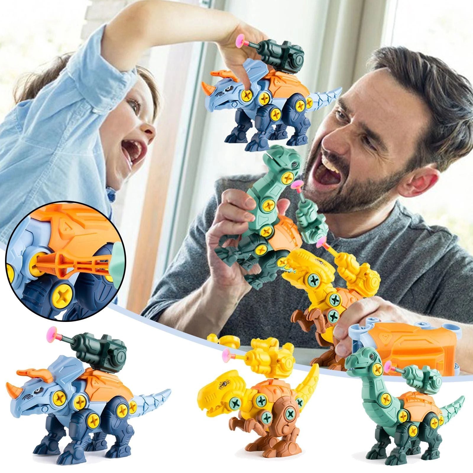 Dinosaur Screw Set with Suction Cup Cannon – tiny-dreams.uk