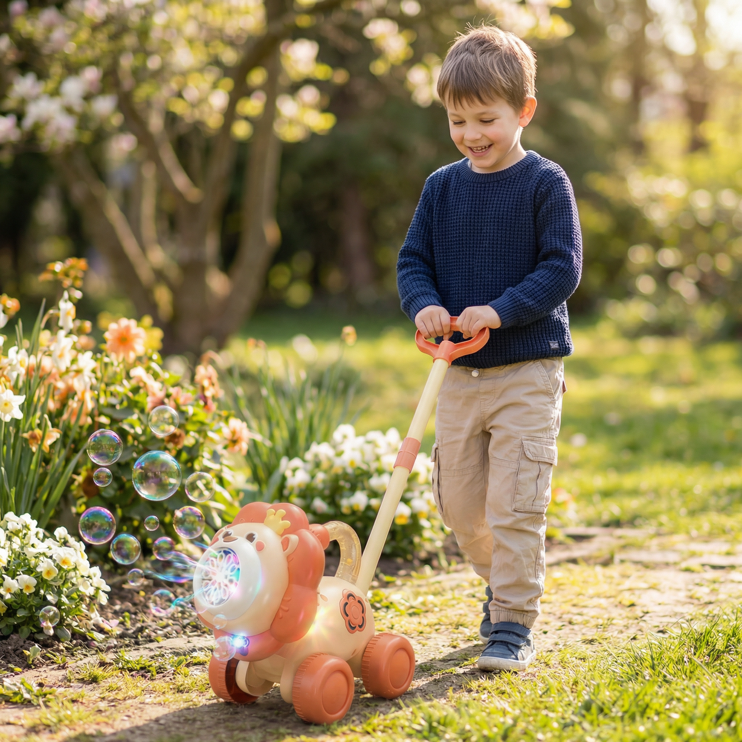 Light-Up Bubble Push Toy – Bubble Blowing Walker for Kids