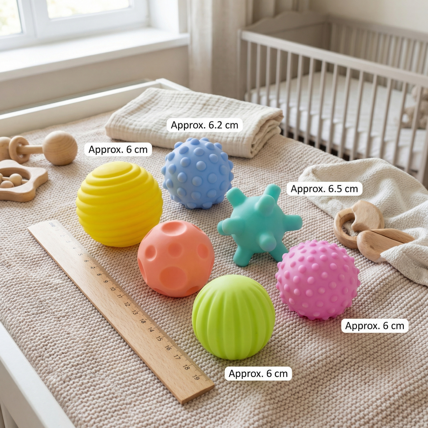 6-Piece Sensory Ball Set – Soft Textured Touch & Massage Balls for Babies & Kids