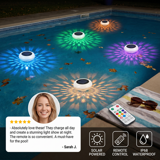 Floating solar LED light with remote control