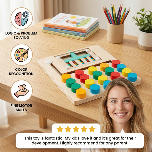 Wooden Four-Colour Logic Sorting Game – Montessori Learning & Thinking Toy for Kids