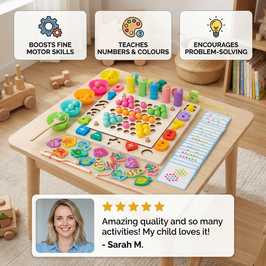 6-in-1 Montessori Wooden Fishing Game – Numbers, Colours & Fine Motor Skills Learning Toy for Kids
