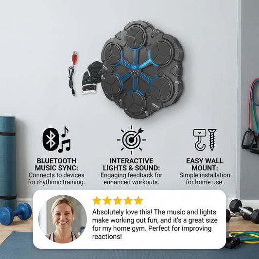 Bluetooth Music Boxing Trainer – Interactive Wall Punching Target with Lights & Sound