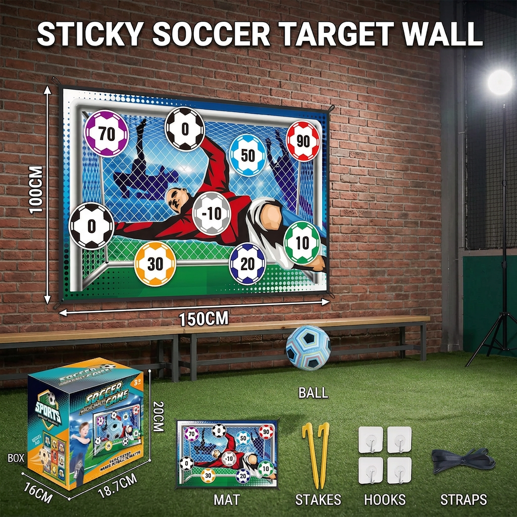 Sticky Soccer Target Wall – Indoor & Outdoor Training & Play Set