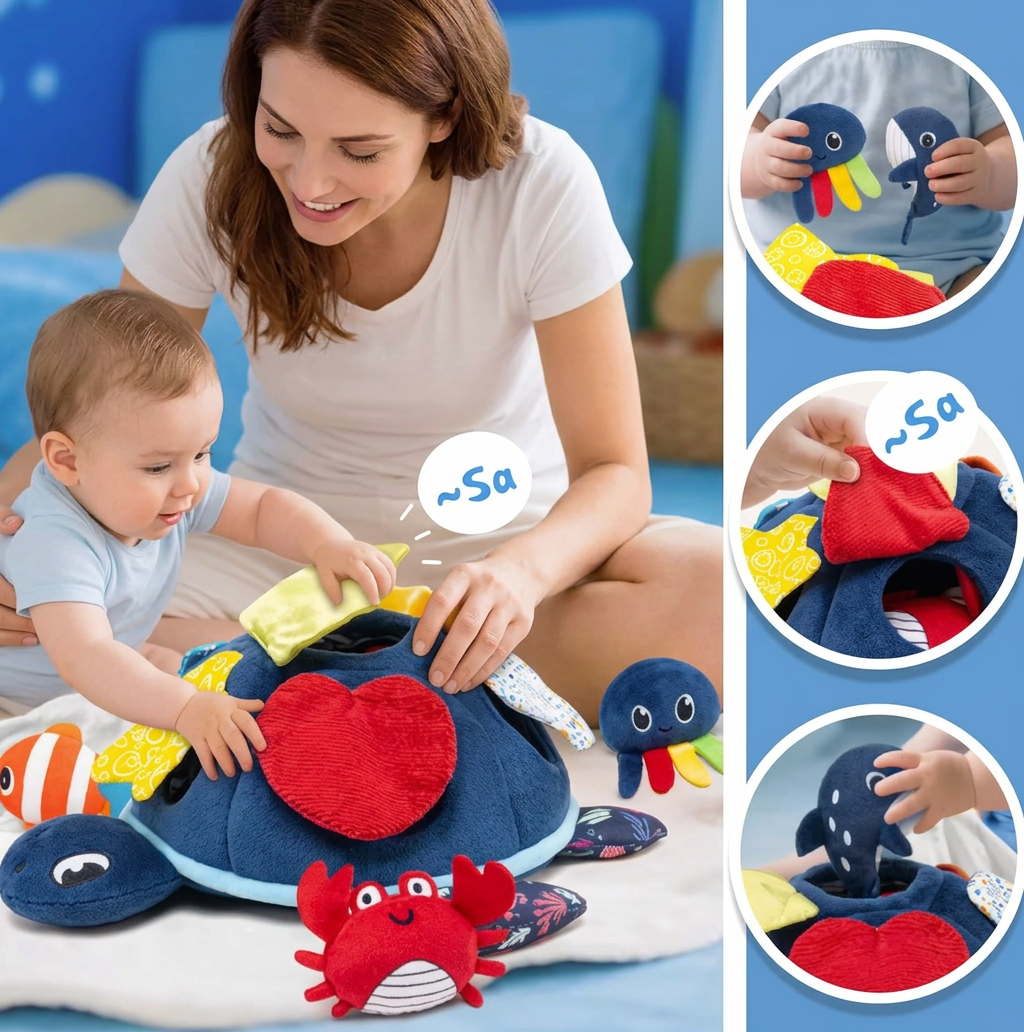Montessori Turtle Activity Toy – Soft Sensory Play for Kids