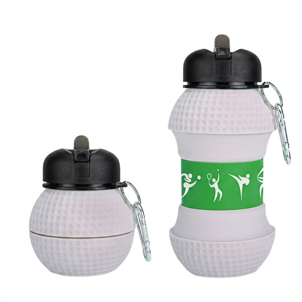 Foldable & Durable Silicone Football Water Bottle