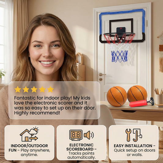Mini Basketball Hoop for Kids – Wall & Door Mount Set