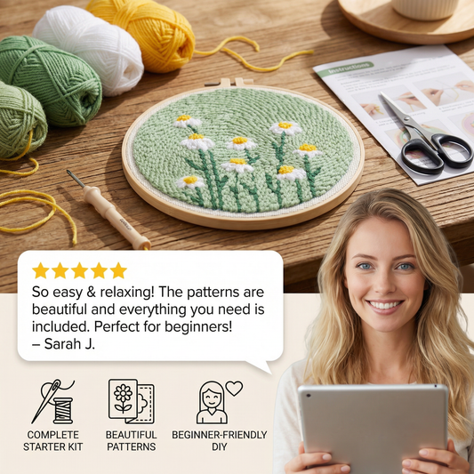 Punch Needle Embroidery Starter Kit – Beginner DIY Set with Beautiful Patterns