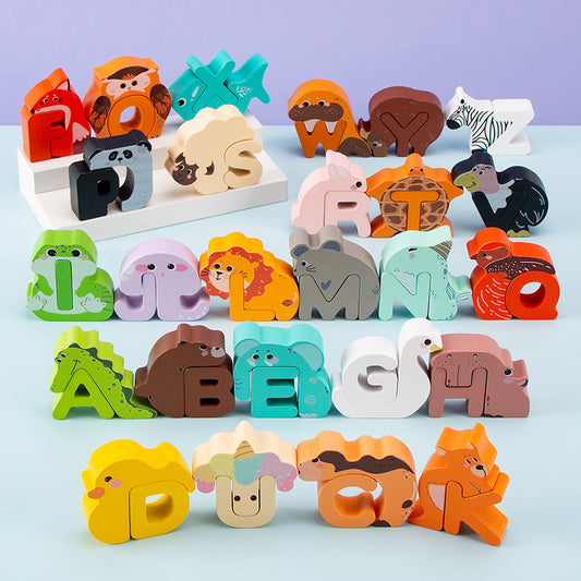 Wooden animal alphabet puzzle - A to Z learning toy for kids