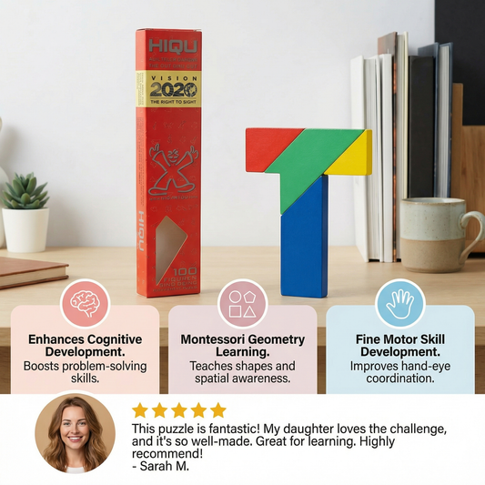 Wooden Tangram Puzzle – Montessori Geometry Learning Toy for Kids