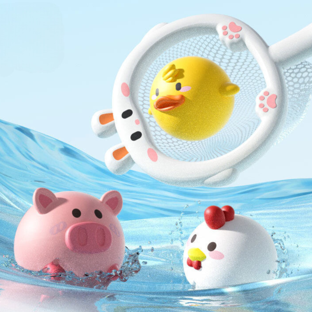 Self-Illuminating Bath Toy with Net