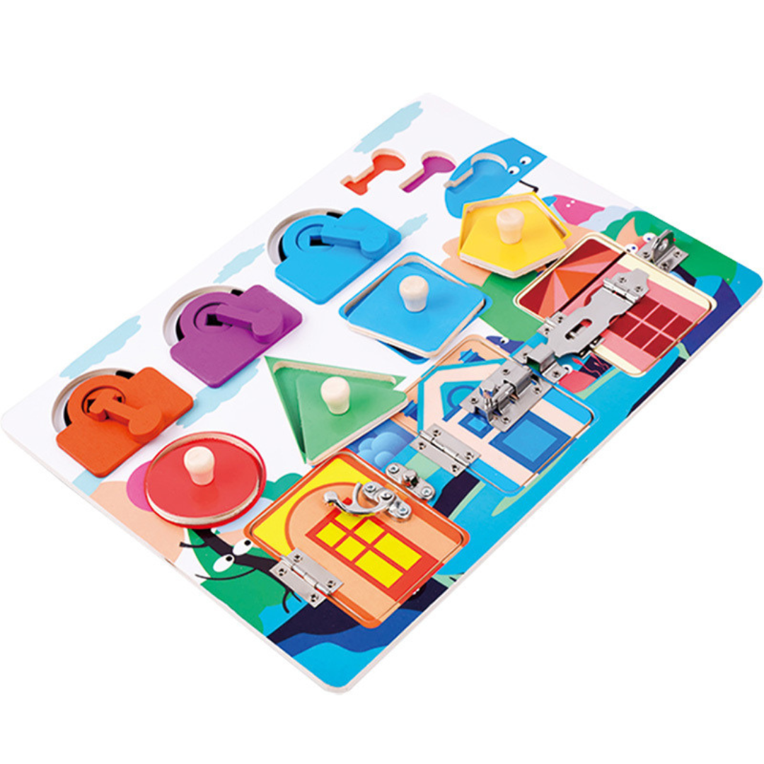 Montessori Activity Board with Various Tasks