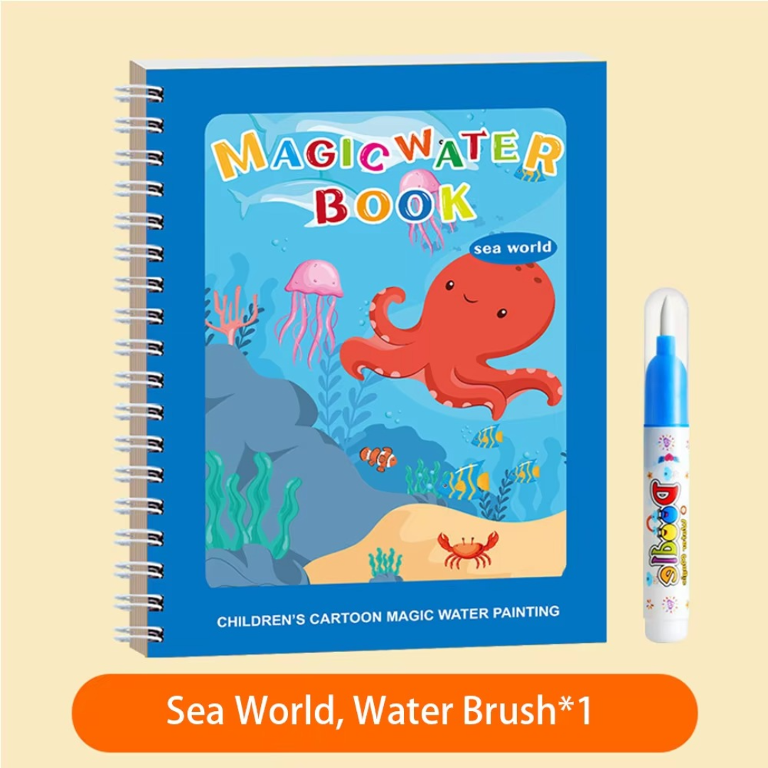 Magic Self Erasing Water Painting Book Set with Water Brush