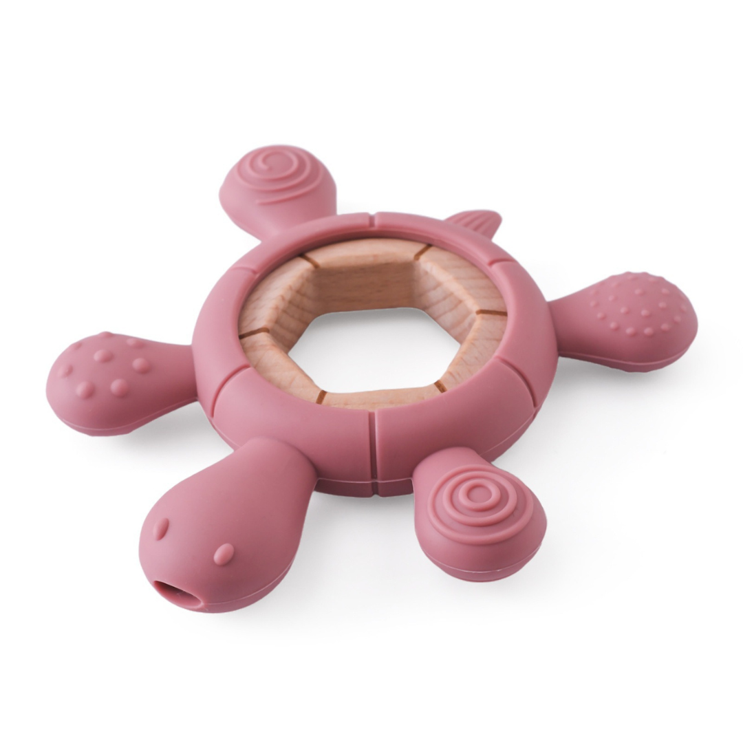 Baby Teething Toy Made of Wood and Silicone