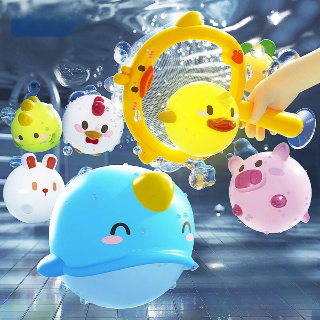 Self-Illuminating Bath Toy with Net
