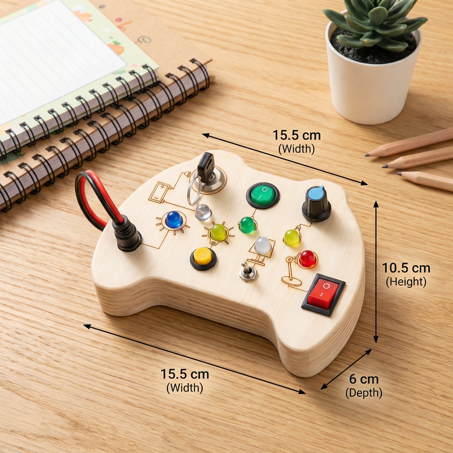 Wooden LED Busy Board Controller – Montessori Sensory Learning Toy for Motor Skills