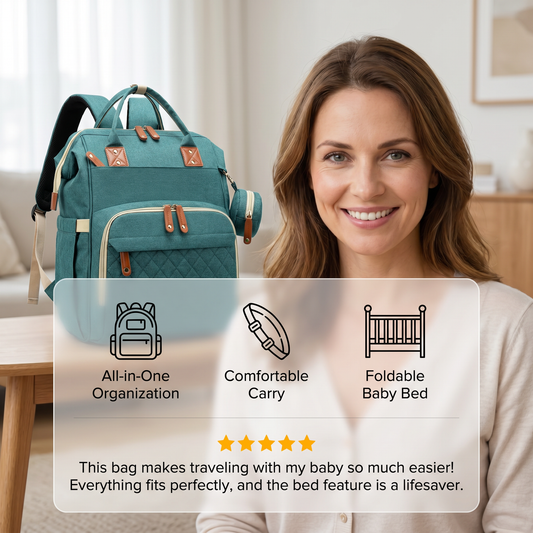 3-in-1 Travel Diaper Backpack with Foldable Baby Bed – Perfect for On-the-Go Parents
