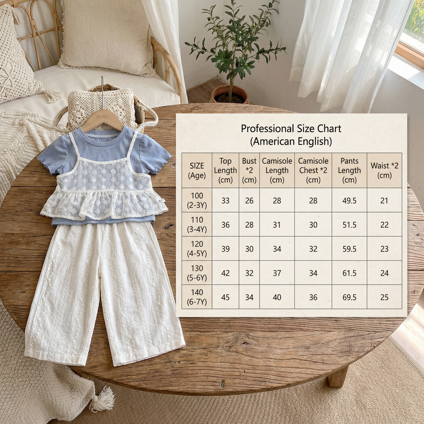 Baby Girl 3-Piece Summer Outfit – Lace Short Sleeve Top & Pants Set