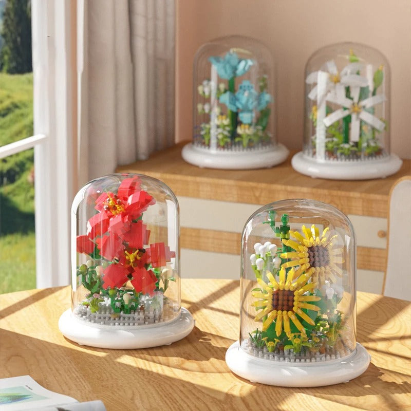 Elegant building block flower in a glass