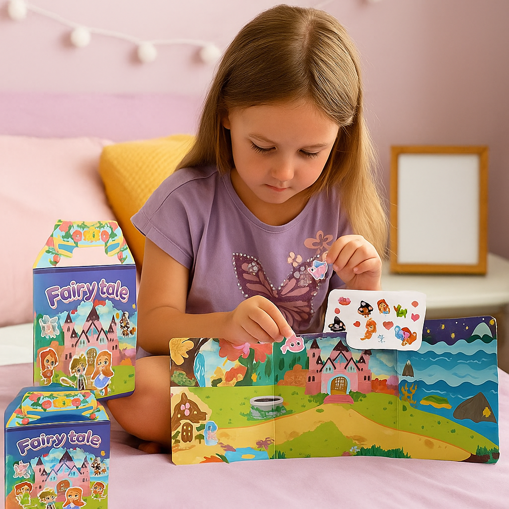Reusable Montessori sticker books with various themes