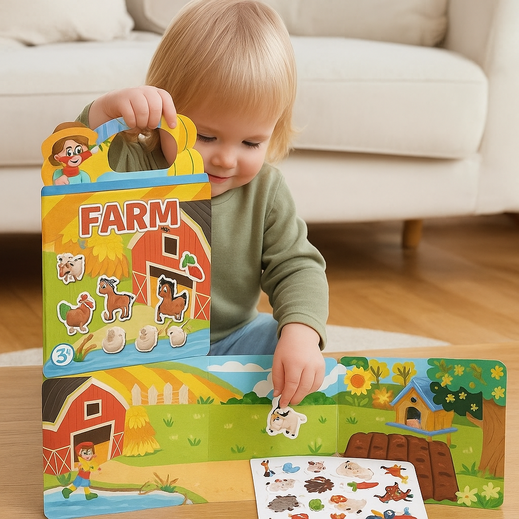 Reusable Montessori sticker books with various themes
