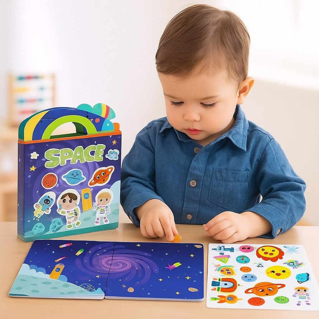 Reusable Montessori sticker books with various themes