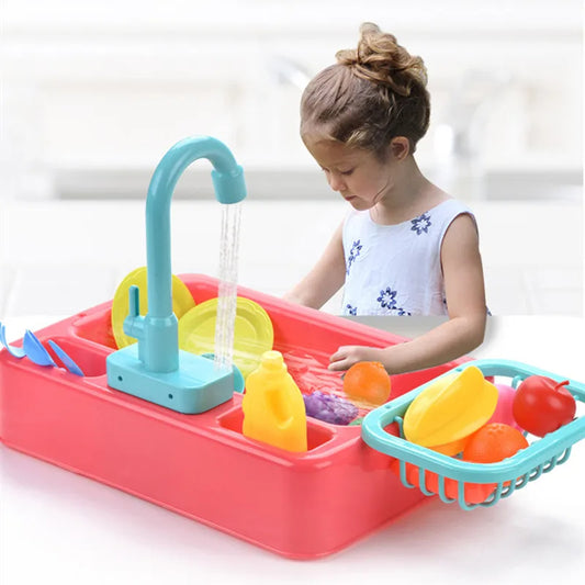 Dishwashing Sink Toy with Running Water