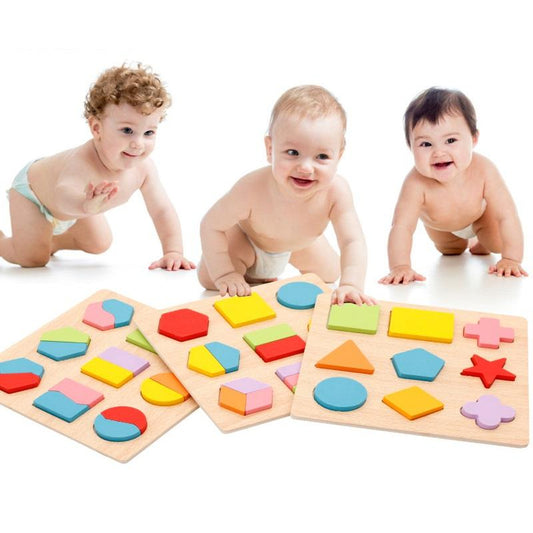 Simple Montessori Shapes and Colors Wooden Puzzle for Toddlers