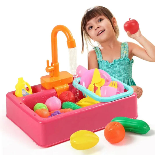 Dishwashing Sink Toy with Running Water