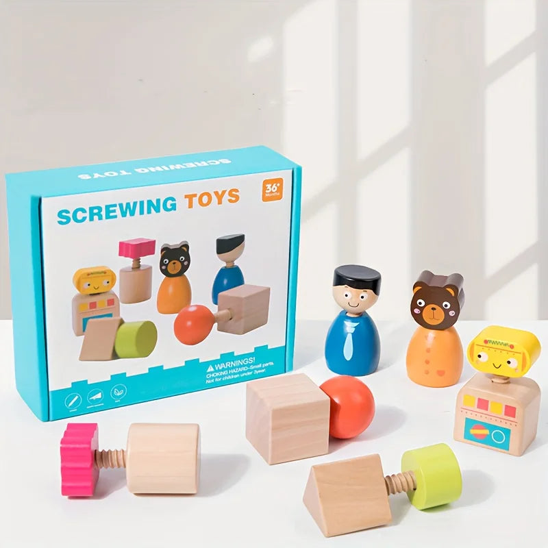 Montessori Screw Figures Game Made of Wood