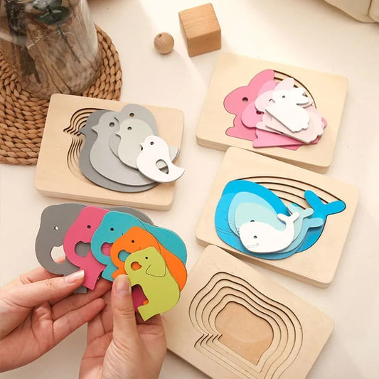 Montessori Wooden Sorting and Learning Toy in Animal Design