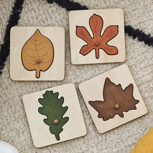 Montessori leaves puzzle made of wood