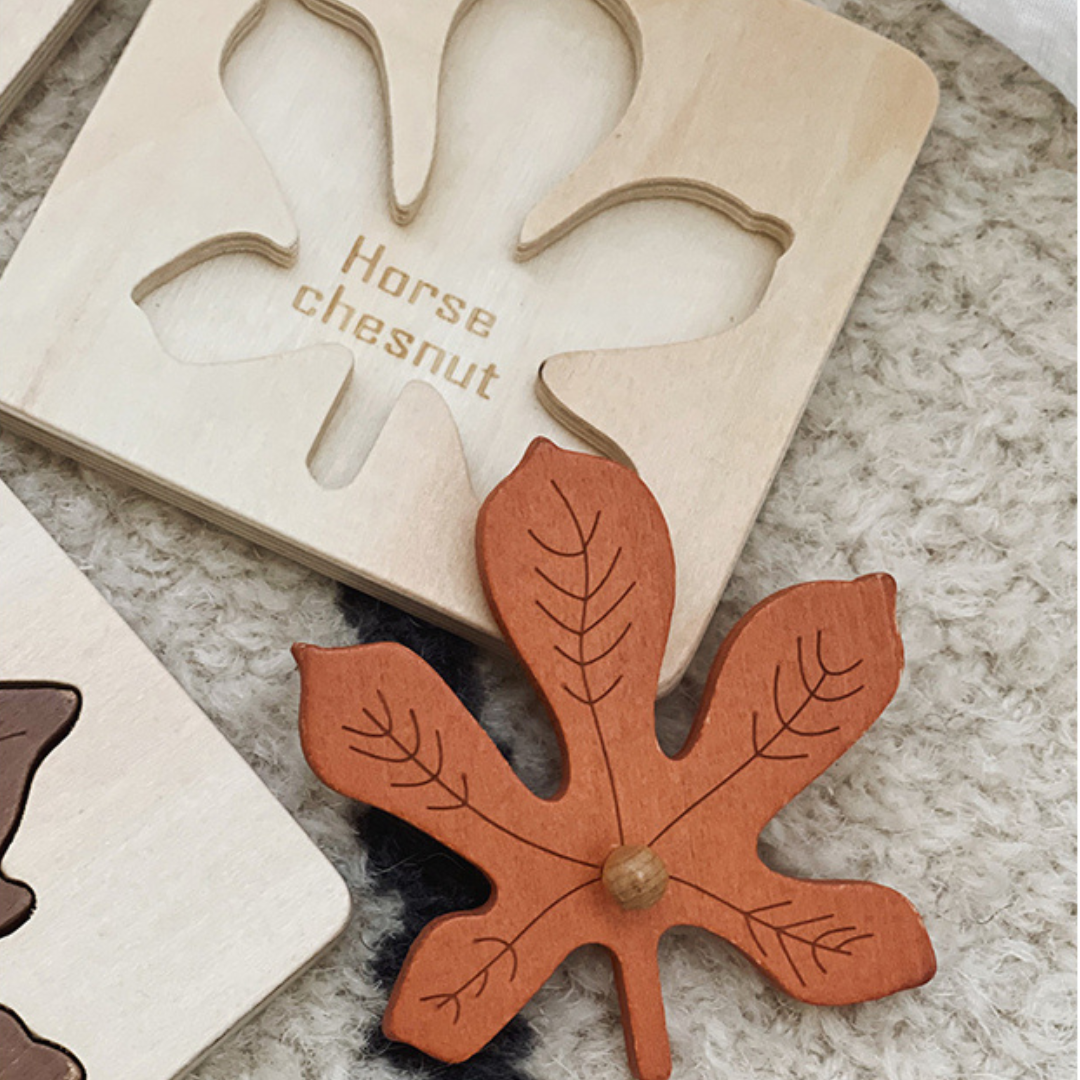 Montessori leaves puzzle made of wood