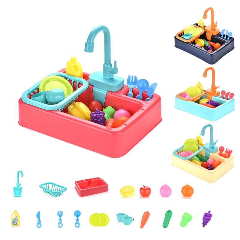 Dishwashing Sink Toy with Running Water