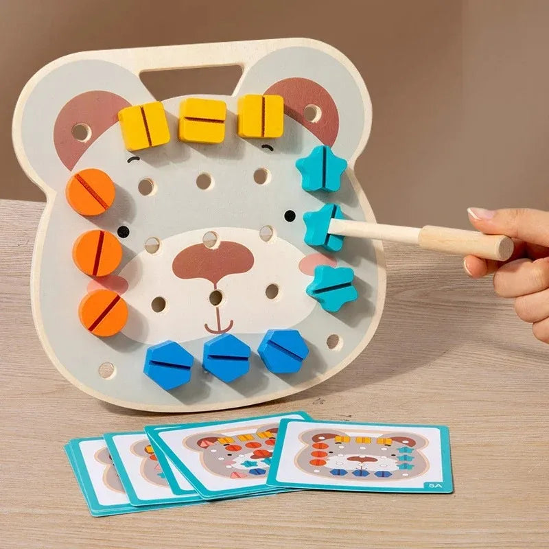 Montessori Color Screw Bear Board for Little Handymen