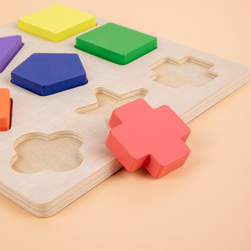 Simple Montessori Shapes and Colors Wooden Puzzle for Toddlers