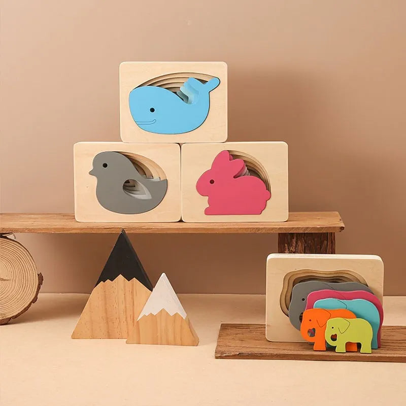 Montessori Wooden Sorting and Learning Toy in Animal Design