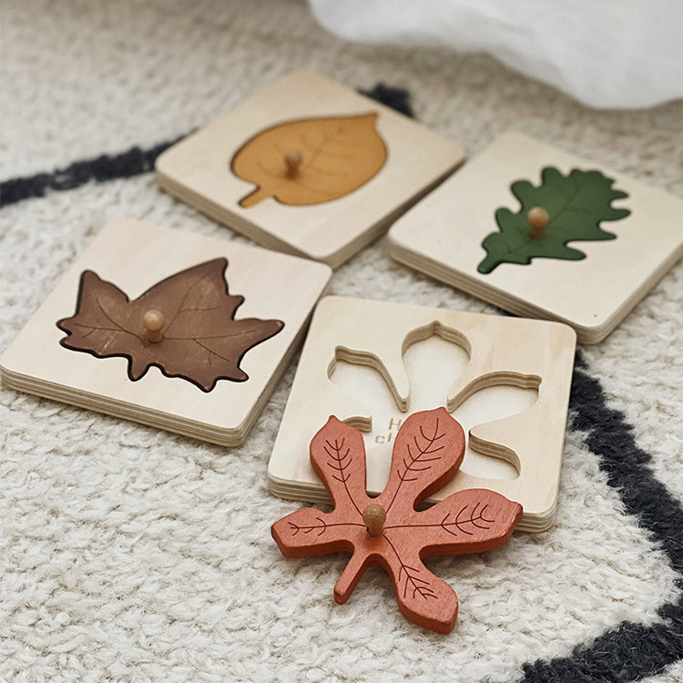 Montessori leaves puzzle made of wood