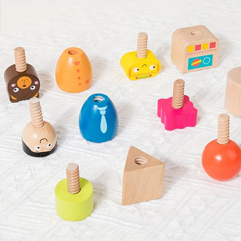 Montessori Screw Figures Game Made of Wood