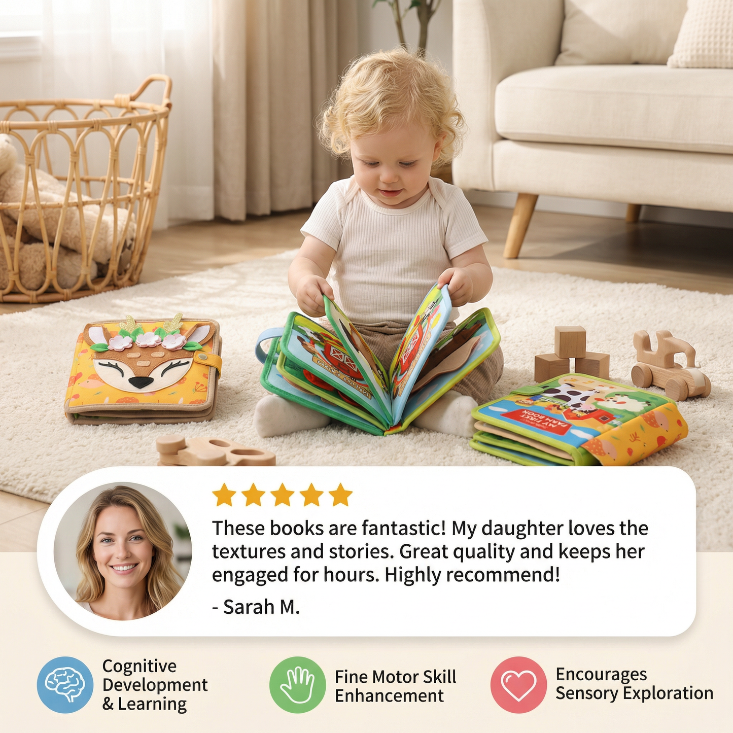 3-Piece Montessori Learning & Story Book Set for Kids