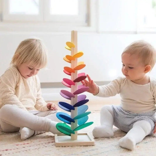 Montessori Wooden Marble Tower