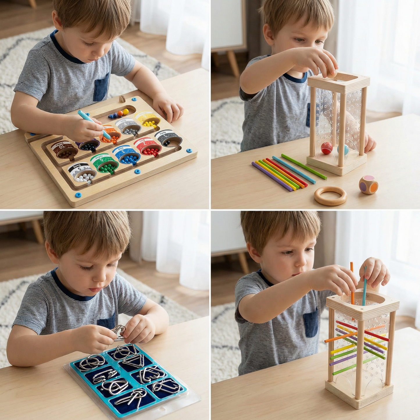 3-piece Montessori Learning & Puzzle Activity Set for Kids
