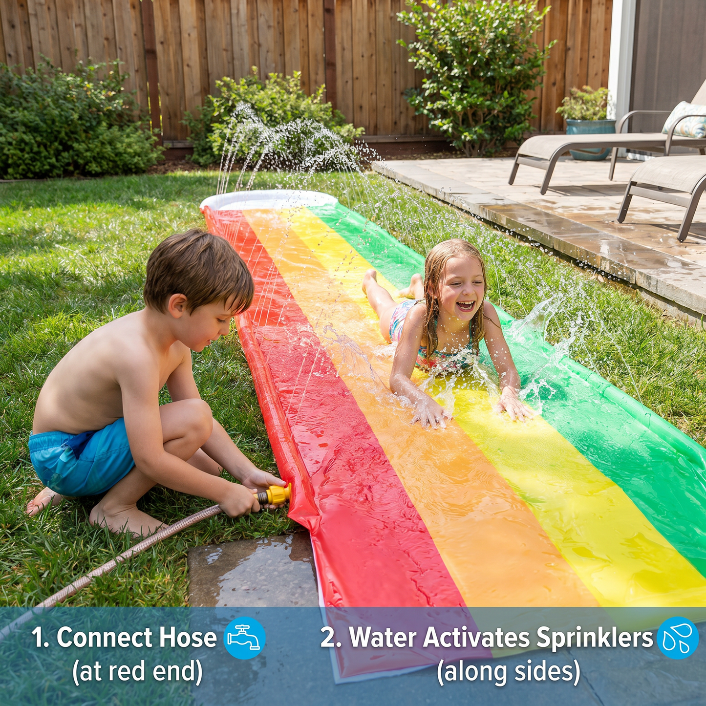 Rainbow Water Slide – Inflatable Outdoor Slide for Kids & Family