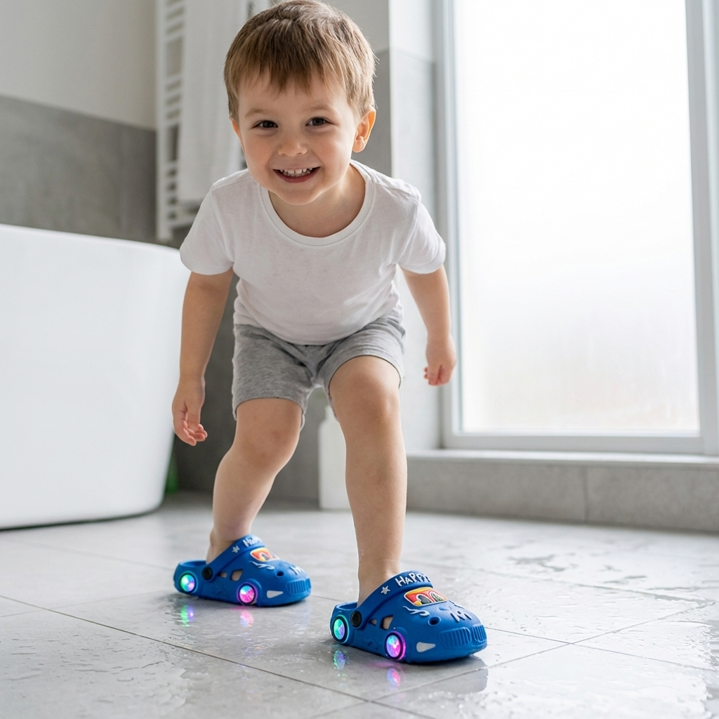 Light-Up Car Kids Slides – Non-Slip Bath Slippers