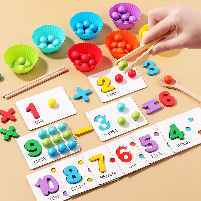 Montessori Wooden Bead Sorting Game