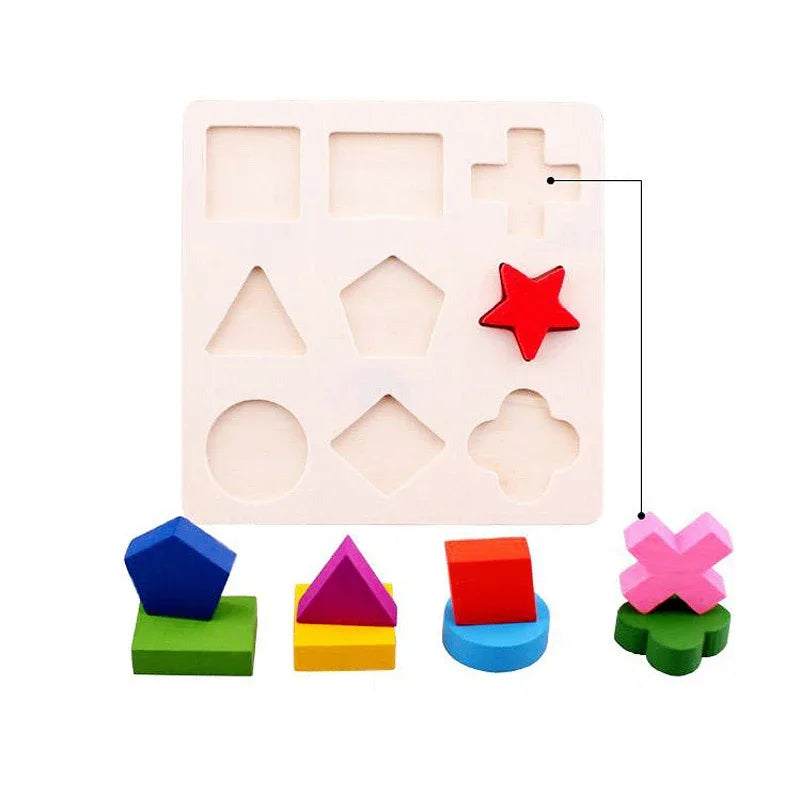 Simple Montessori Shapes and Colors Wooden Puzzle for Toddlers