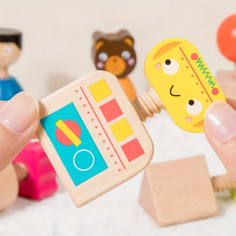 Montessori Screw Figures Game Made of Wood