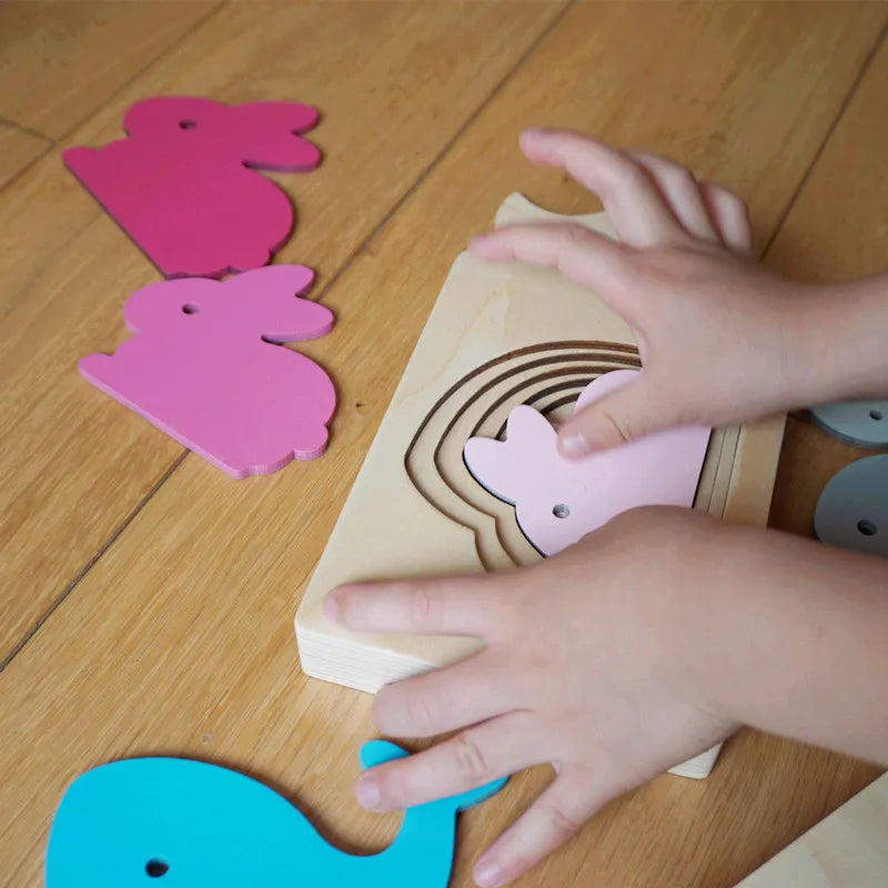 Montessori Wooden Sorting and Learning Toy in Animal Design