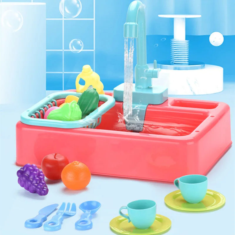 Dishwashing Sink Toy with Running Water