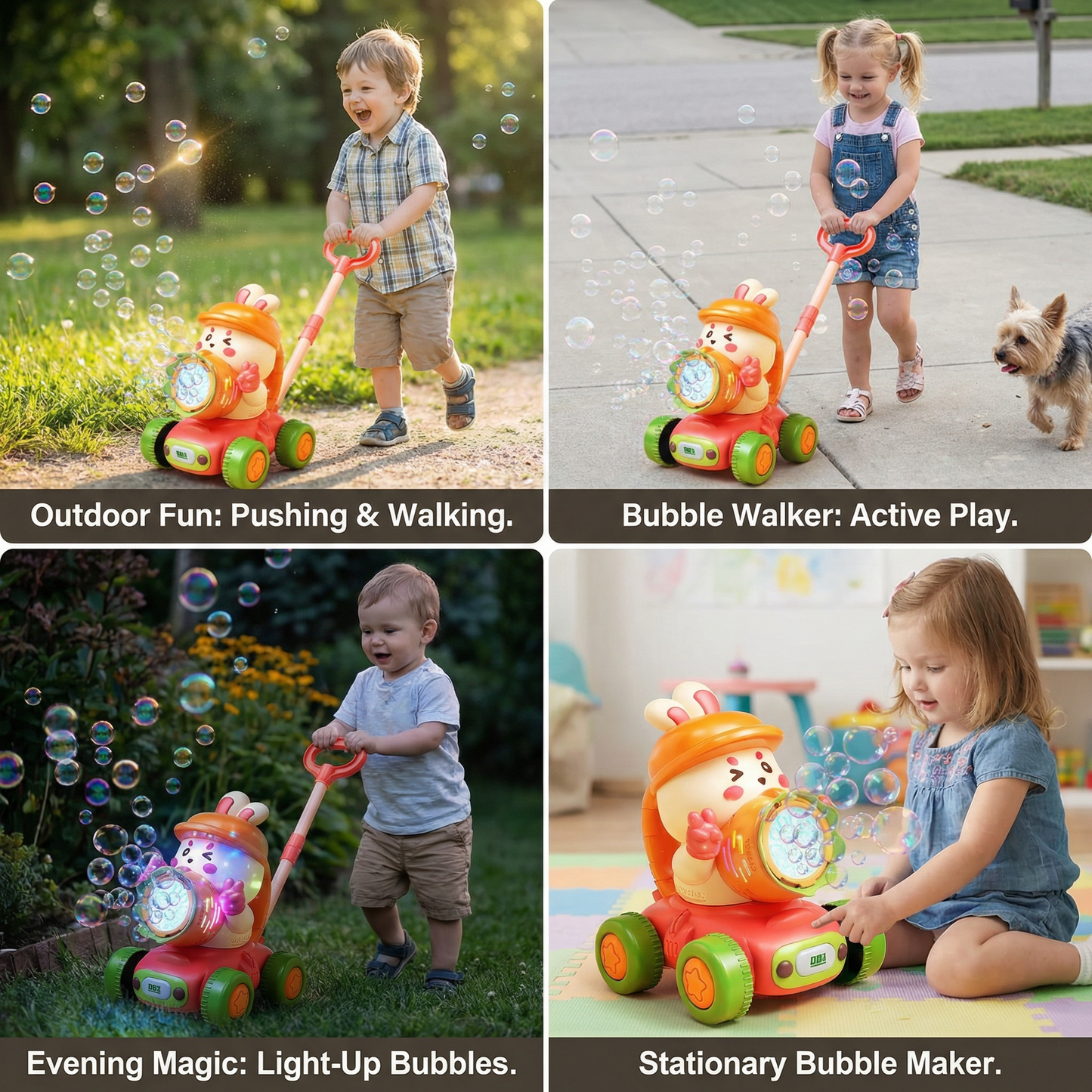 Light-Up Bubble Push Toy – Bubble Blowing Walker for Kids